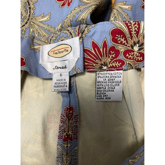 Talbots Floral Paisley Princess Waist 'Stretch' Ankle Pants Size 6 - Picture 5 of 8